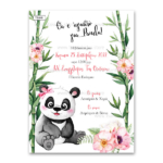 Πρόσκληση βάπτισης για κορίτσι με θέμα Baby Girl Panda
