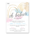 Προσκλητήριο βάπτισης για δίδυμα με θέμα Rainbows Baby Girl Baby Boy