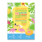 Προσκλητήριο γάμου – βάπτισης με θέμα Flamingo Summer Story