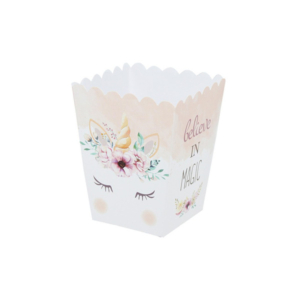 Floral Μονόκερος Βάπτιση Κορίτσι – Kουτί Popcorn BKT21